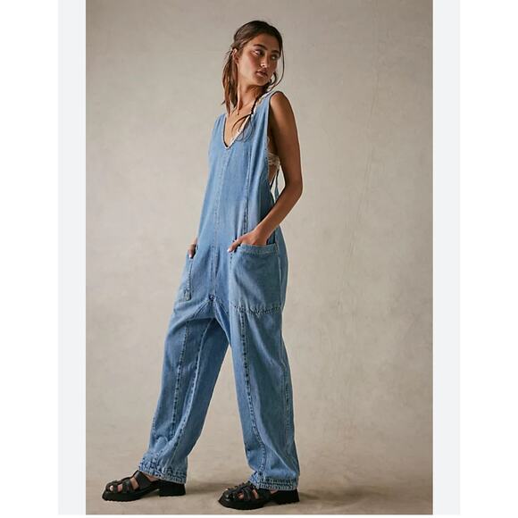 We The Free Oversized Jude Denim Overalls Olive Green Size XS - Picture 9 of 9